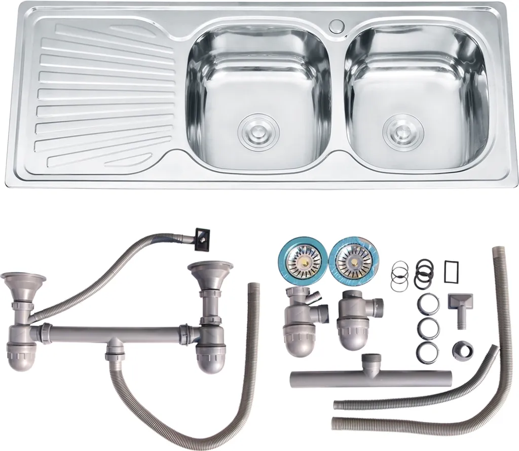 Lavello Cucina Incasso 120x50 Inox Vasca Rotonda DX Sifone Omaggio