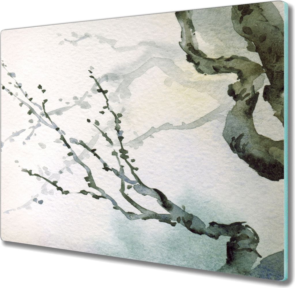 Coloray Schneidebrett Herdabdeckplatte 60x52 cm Kochplattenabdeckung Hackbrett Küchenbrett - Kunst Tinte Kirschbaum