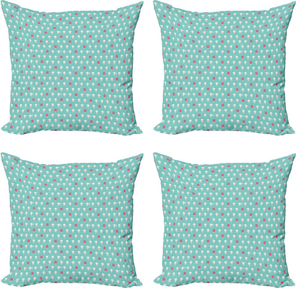 ABAKUHAUS Eis Kissenbezug Set (4 Stück), Grunge Ice Cone Flavor, Moderner Doppelseitiger Digitaldruck, 50 cm x 50 cm, Seafoam Champagne