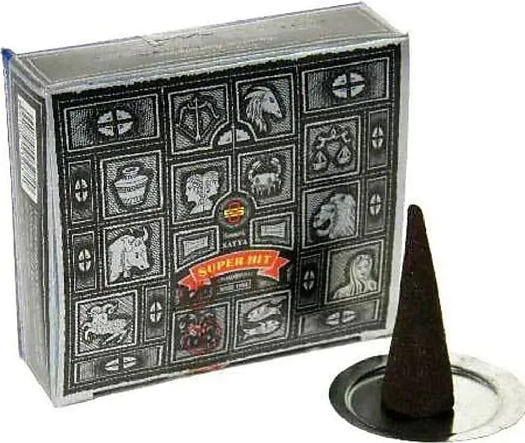 Räucher Set Räucherkegel Nag Champa Super Hit -- 20 g + Kerzenhalter gefrostet/m