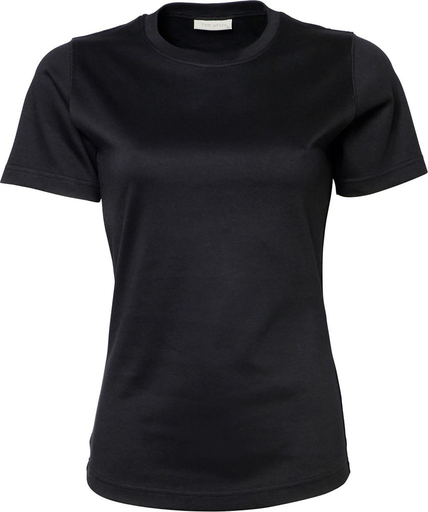 Tee Jays Damen Interlock T-Shirt, Rundhalsausschnitt, Kurzarm BC3321 (2XL) (Schwarz)