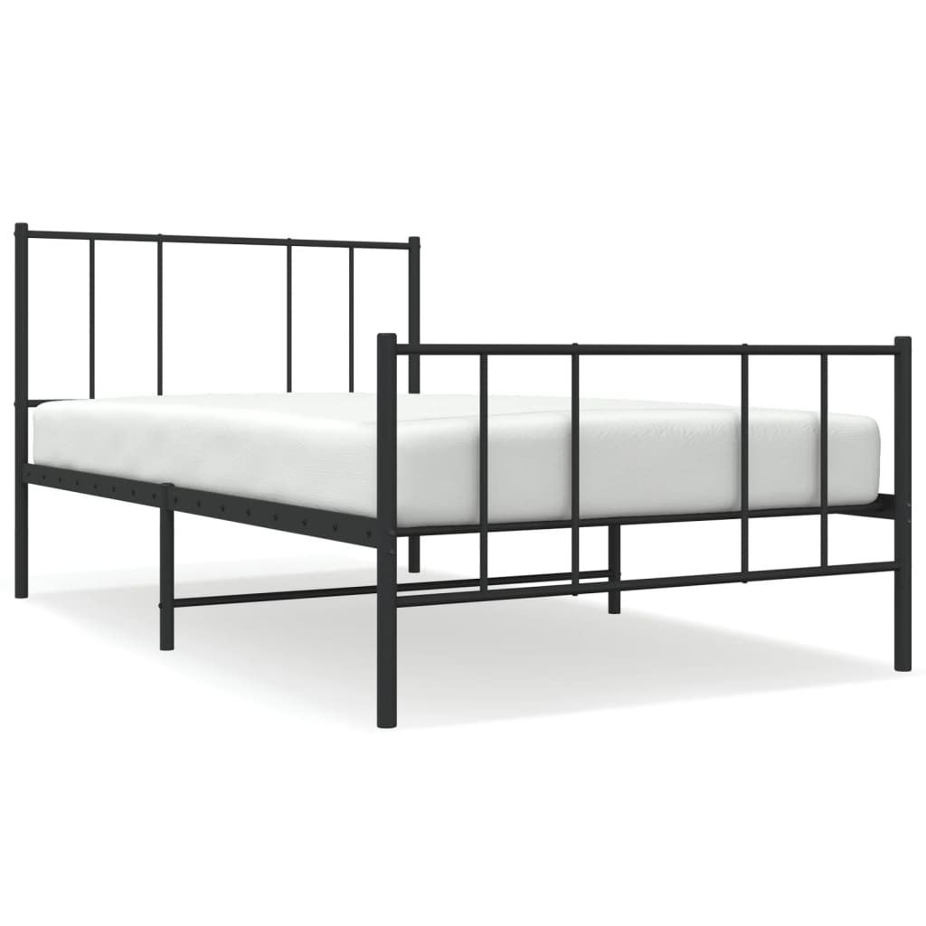 vidaXL Bettgestell mit Kopf- und Fußteil Metall Schwarz 100x200 cm