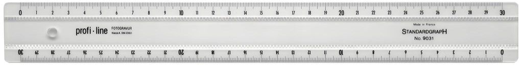 Standardgraph Lineal aus Acrylglas 30 cm, 2 transparente Facetten