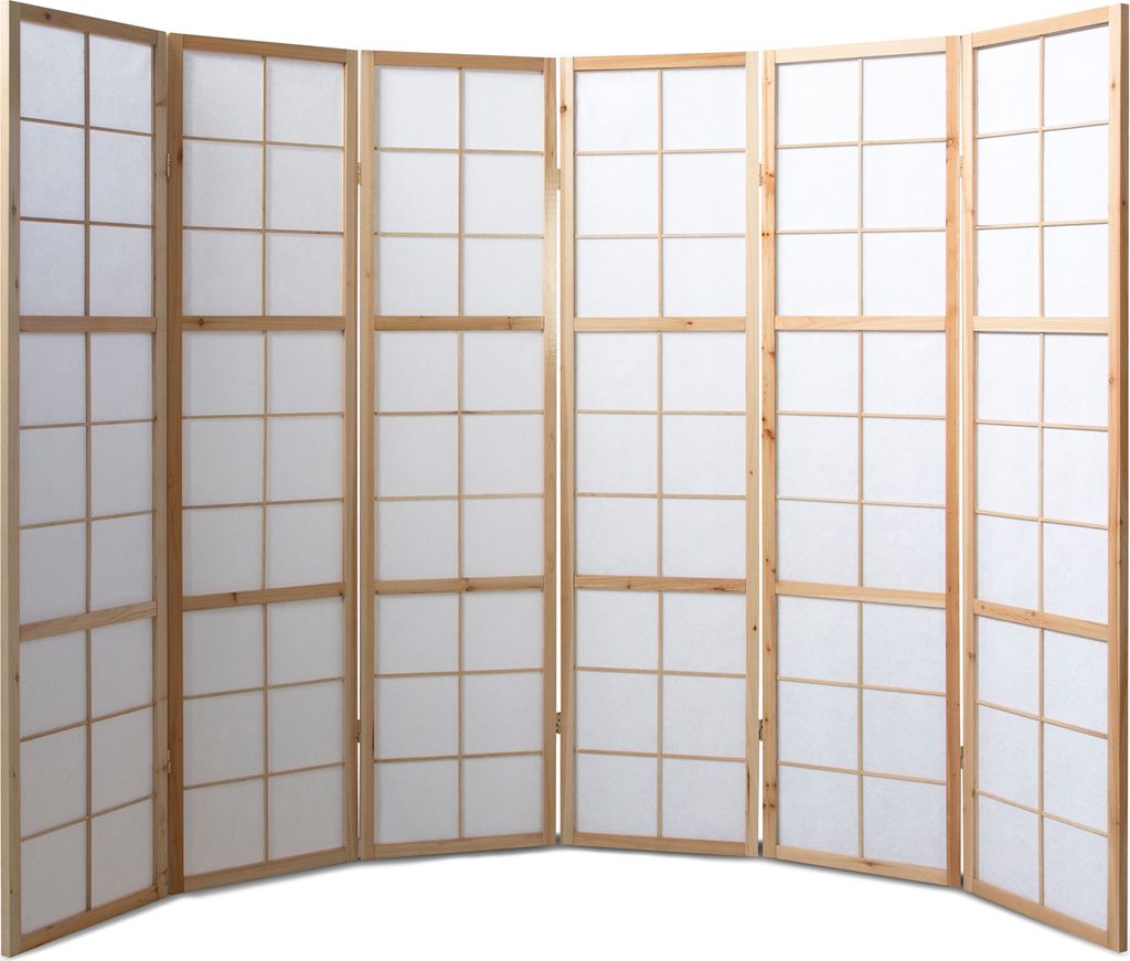 Homestyle4u 280 Paravent Raumteiler 6 Teilig, Holz Natur, Produktbild 4