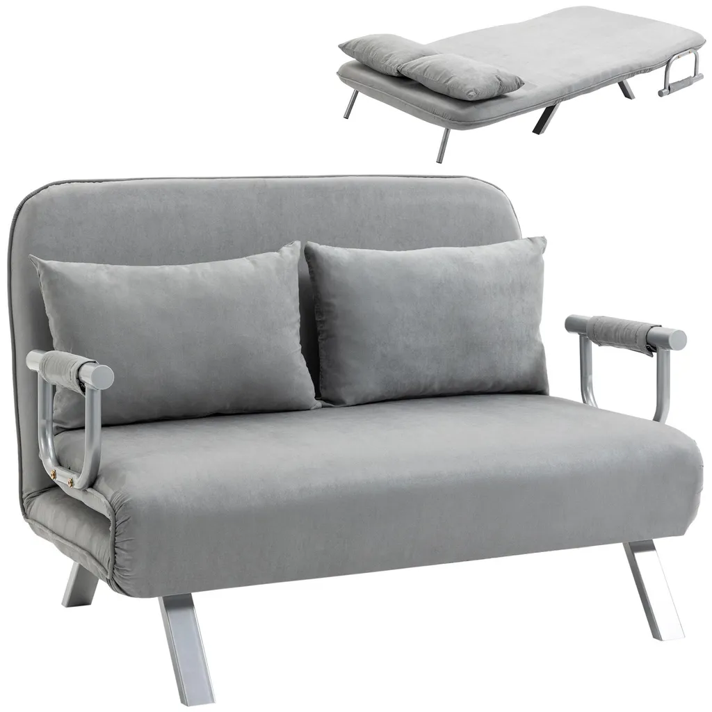 Fauteuil convertible 2 places avec dossier réglable gris clair