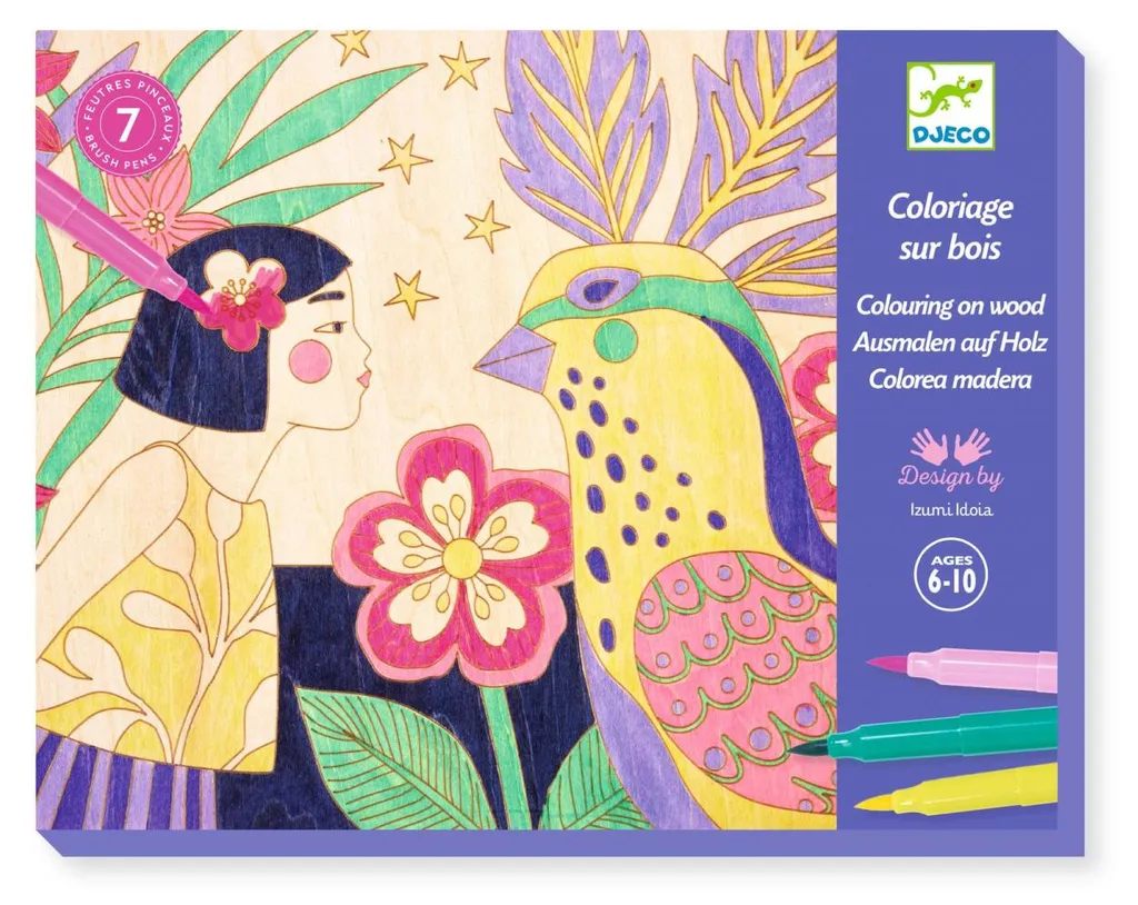 Activité peinture bois enfant : atelier créatif Filles et fleurs Djeco