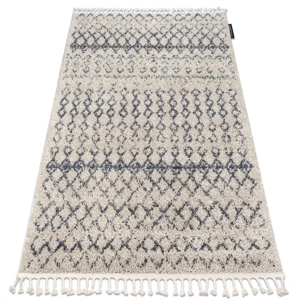 Tapis de chambre berbère Agadir G0522 crème gris shaggy 80x150 cm