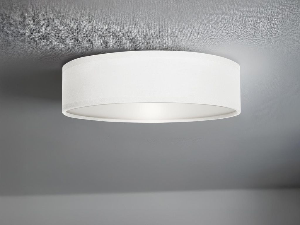 Runde LED Deckenleuchte Ø40 mit weißem Stoffschirm - Produktbild 