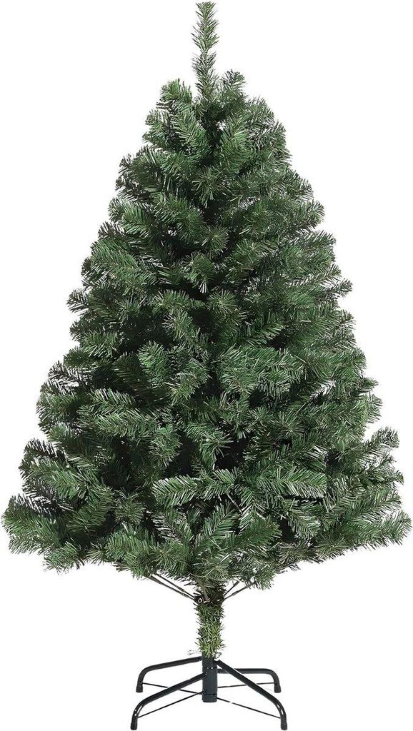 Künstlicher Weihnachtsbaum 135 cm – Voller PVC Tannenbaum mit 380 Zweigen – Grün – Vorbeleuchtet LED