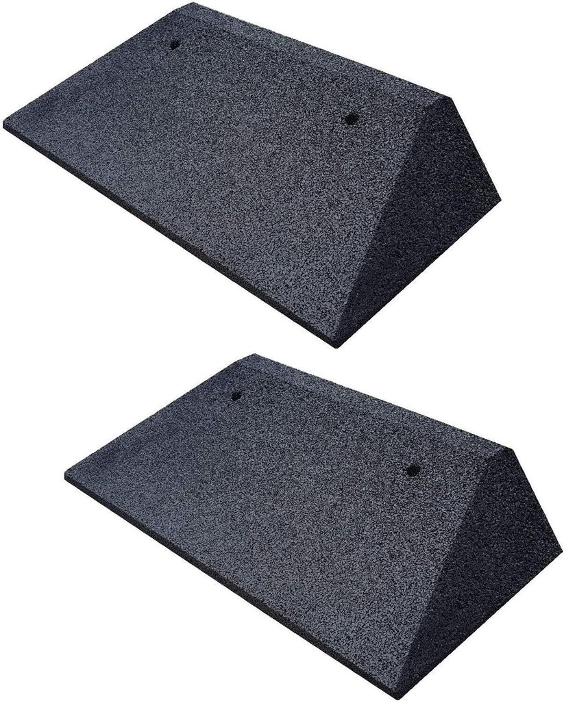 bepco Bordsteinkanten-Rampe-Set (2 Stück) – Schwarz, mit eingelagerten Unterlegscheiben zur Befestigung, je 50 cm lang, 8 cm hoch, mit beidseiti...
