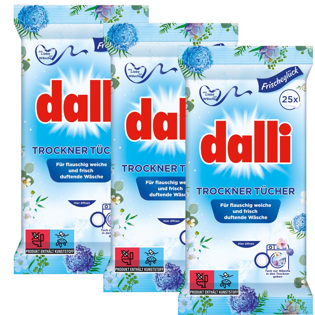 Dalli Trocknertücher Genießen Sie das Erlebnis flauschig weicher und frisch duftender Wäsche (3er-Pack)