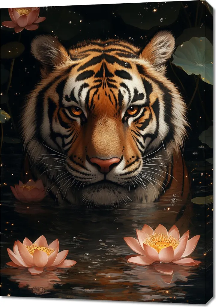 Tableau Tigre 70x100 : Affiche Pop Art Vintage pour Mur Vide et Triste