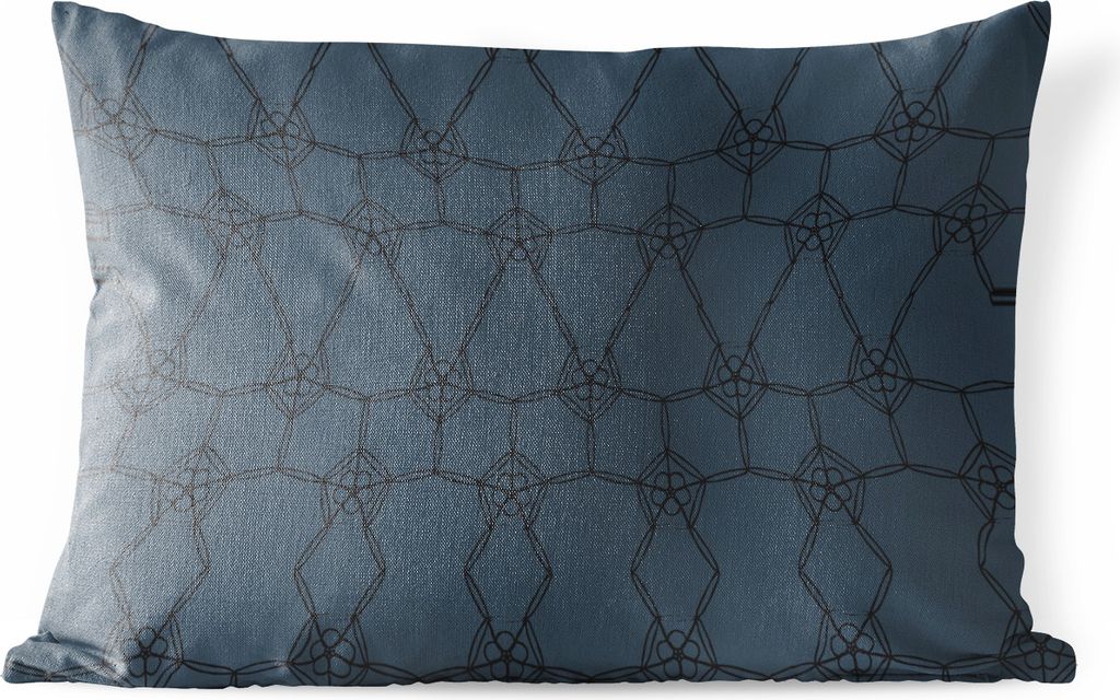 MuchoWow Outdoor Kissen - Muster - Blau - Schwarz - Linie - 50x30 cm - Wetterfest - Lounge Kissen - Sofa kissen - Wohnzimmer Dekoration