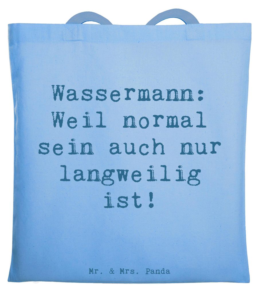 Mr. & Mrs. Panda Jutebeutel Spruch Wassermann Unikat - Sky Blue - Geschenk, Tierkreiszeichen, Geschenke Astrologie, Tote Bag, Einzigartigkeit, Horo...