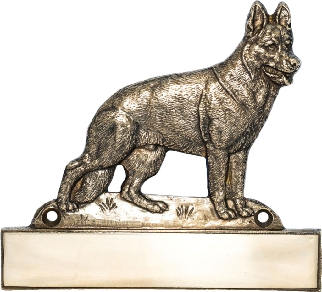 Deutscher Schäferhund - Haustürschild mit Hund, Messingschild mit Namen, personalisiertes Türschild mit Markennamen Art-Dog
