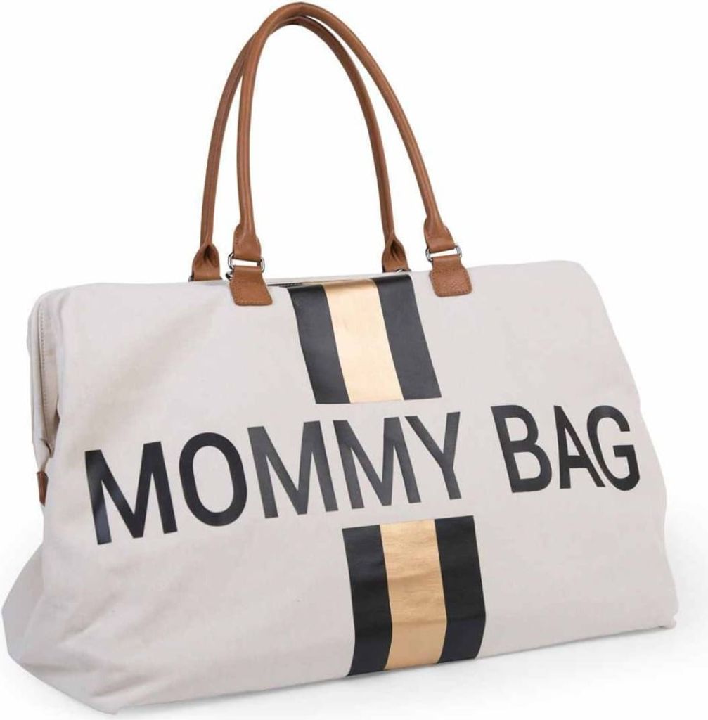 Mommy Bag Gross Canvas Offwhite Stripes Black/Gold Produktbild 