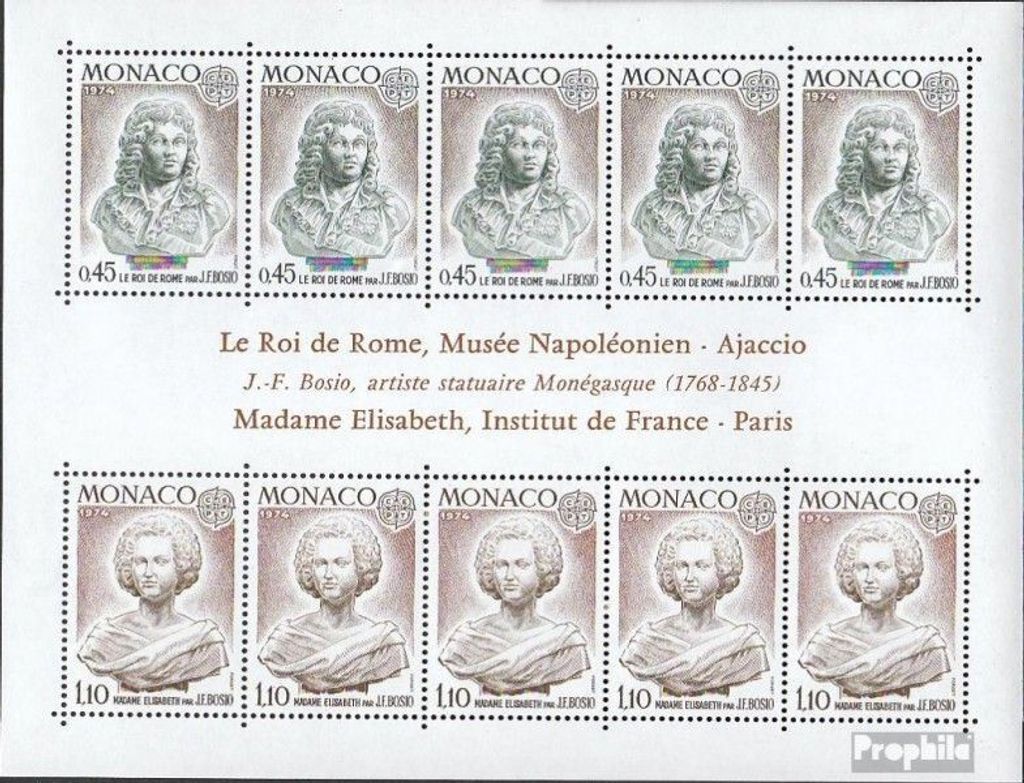 Briefmarken Monaco 1974 Mi Block7 (kompl.Ausg.) postfrisch Europa