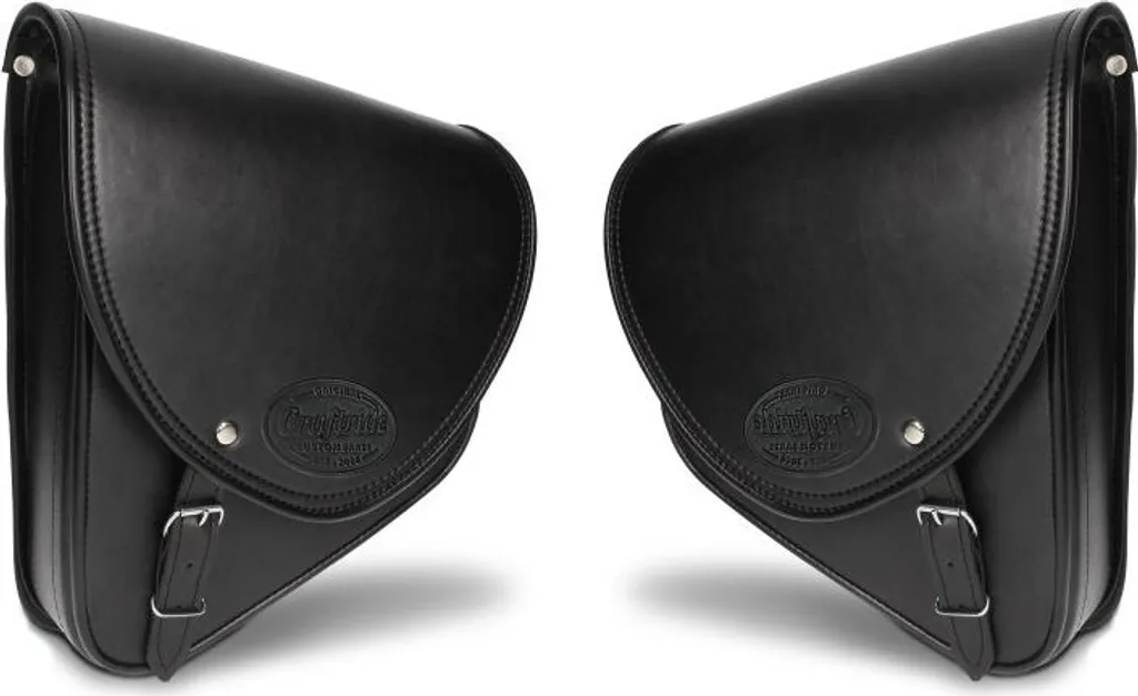 Sacoches cavalières moto Custom Indiana noir en simili cuir robuste