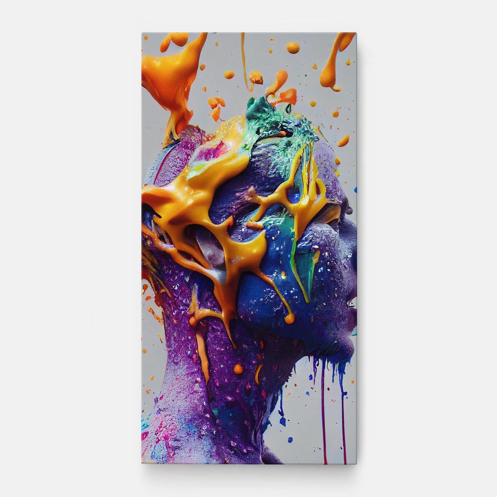 ARTHUB Leinwandbild 50x100 cm, Abstract Purple Face | Wohnzimmerdekoration, Hängende Bilder, Wanddekoration, Heimdekoration, Abstrakte, Lebendig...