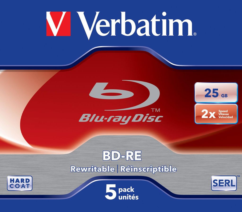 Verbatim 43615 disque vierge Blu-Ray BD-RE 25 Go 5 pièce(s) Image du produit 