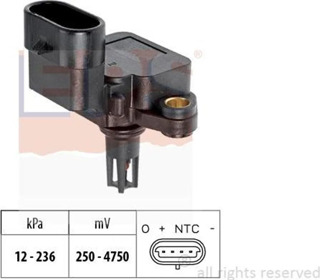 EPS 1.993.109 Sensore di pressione dell'aria, regolazione dell'altezza OE 12788793 compatibile con Omega, Signum, Vectra
