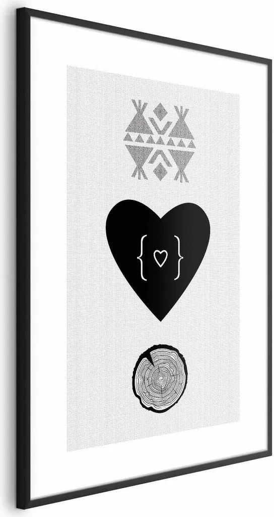 Poster Cuore e Tronco 40x60 con Cornice Nera | Offerta Limitata