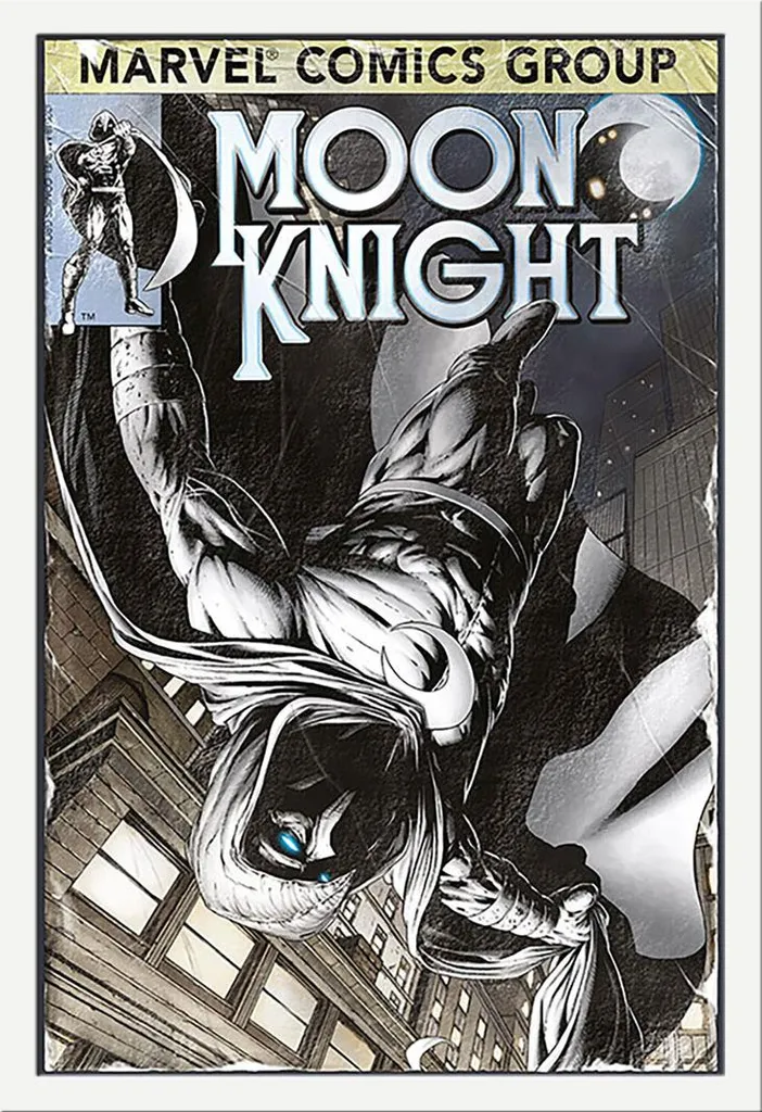 Poster Moon Knight Marvel con Cornice Bianca Shinsuke Maxi MDF 61x91,5