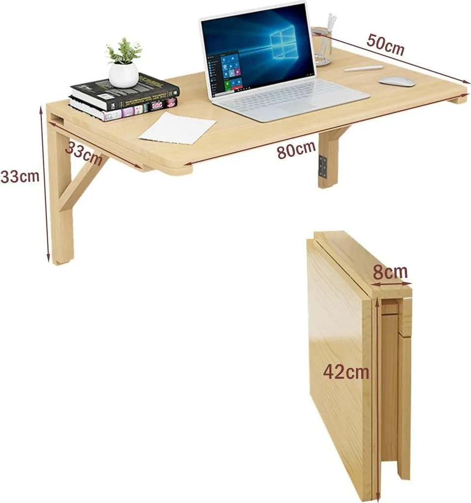 Wall-mounted folding wooden table Gdmokle SS002 folding desk 80x50x33 cm
