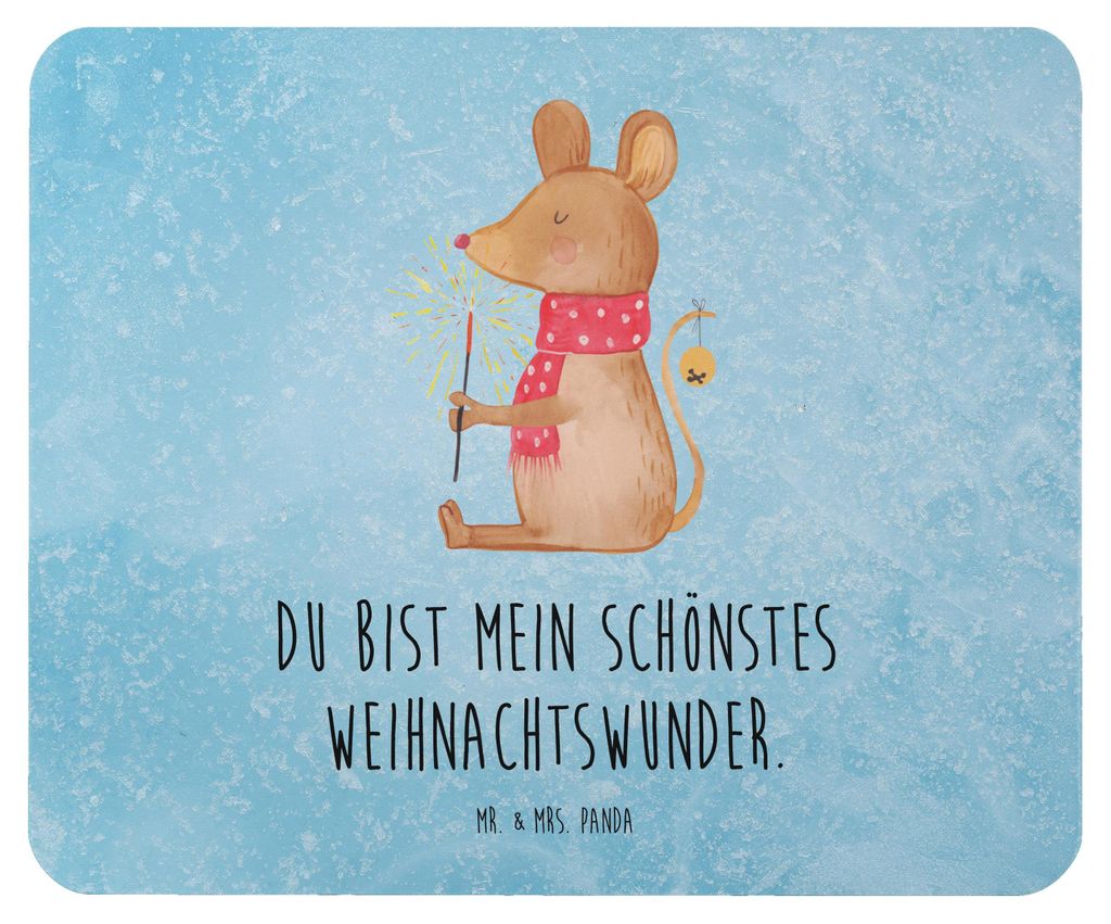 Mr. & Mrs. Panda Mousepad Maus Weihnachten - Eisblau - Geschenk, Mauspad, laptop, Weihnachtsmotiv, pc mausunterlage, Mouse Pad, Weihnachtsgruß, We...