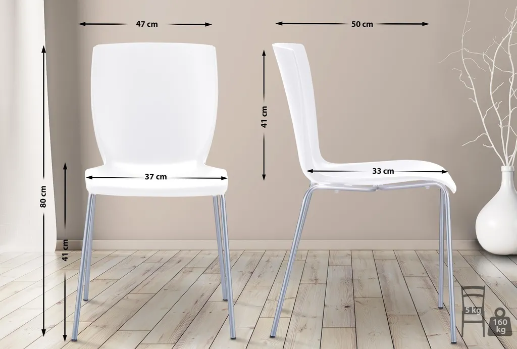 Chaise Mio blanche empilable structure aluminium légère et design moderne - 2