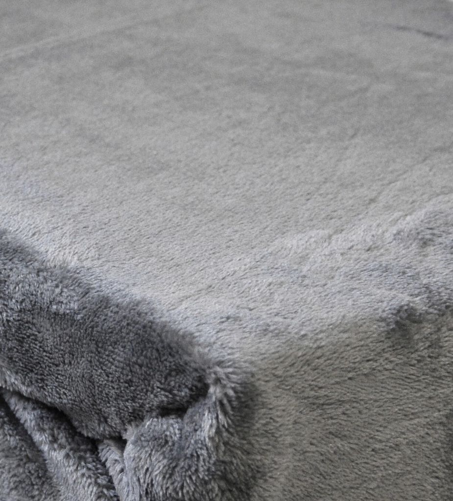 JACK Teddy Flausch Plüsch Bettwäsche 4tlg. 135x200cm Uni Cashmere Touch Weiß Grau Anthrazit Creme Einfarbig Warm, Farbe:Grau