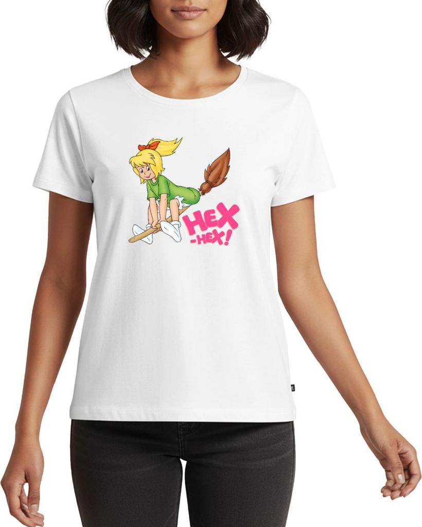 Spreadshirt Bibi Blocksberg Fliegt Davon Frauen Premium T-Shirt, XXL, Weiß