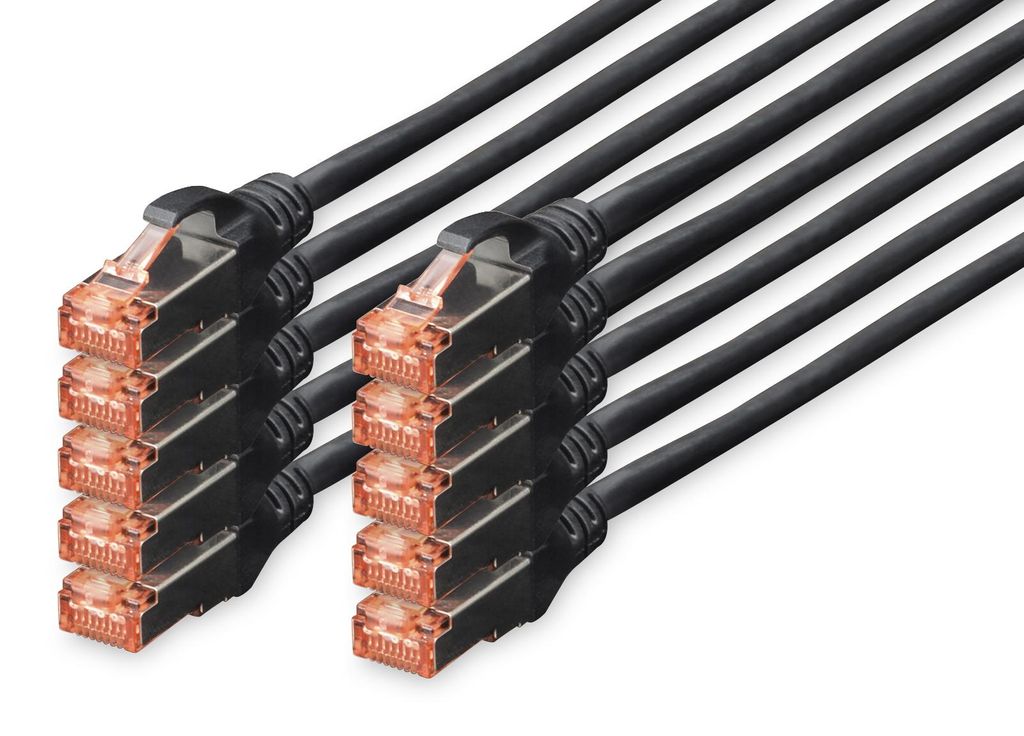DIGITUS Patchkabel Kat. 6 S/FTP 3,0 m schwarz 10 Stück