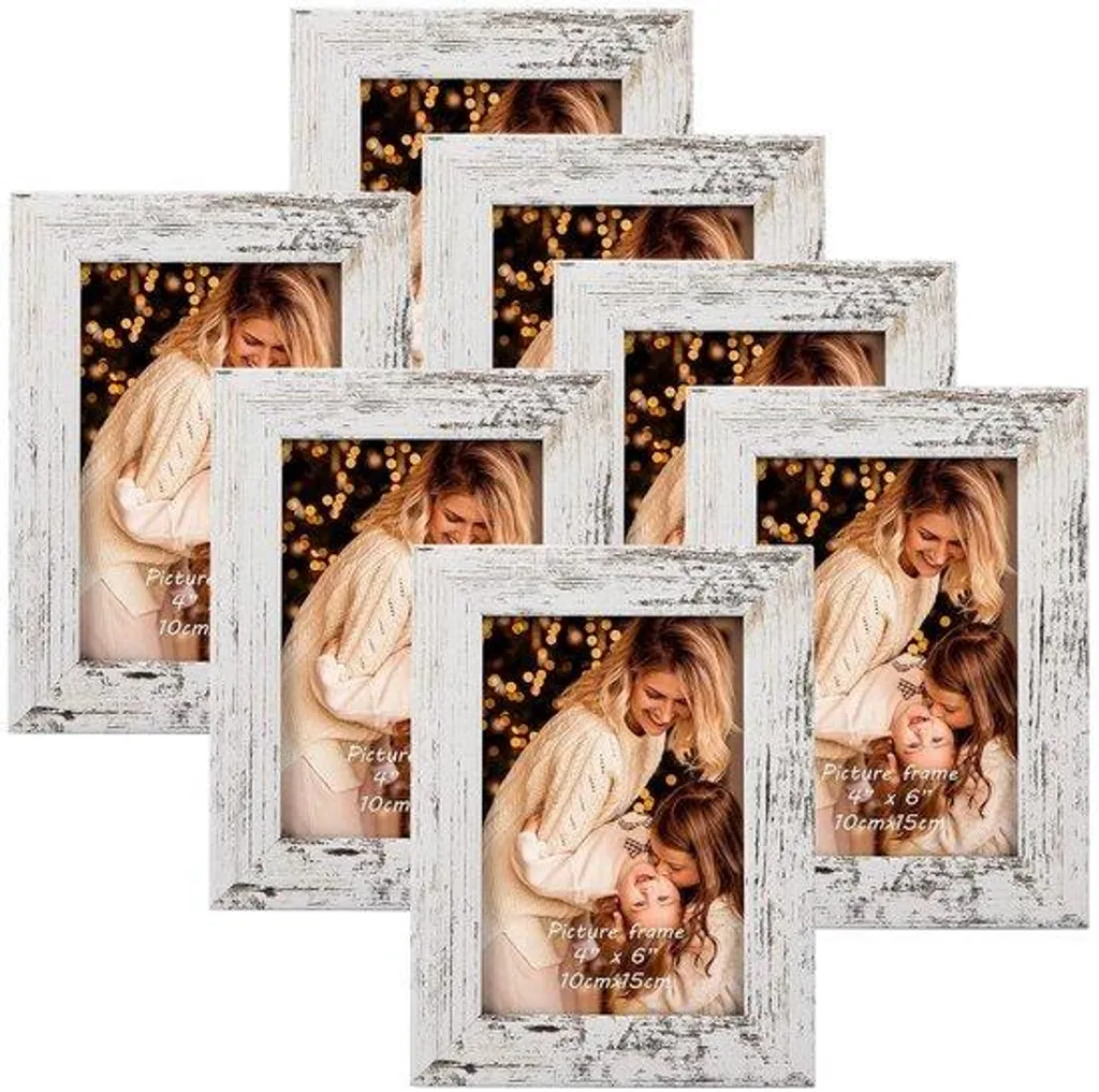 Pêle-mêle mural 7 cadres photo blancs 10x15 cm style scandinave chic