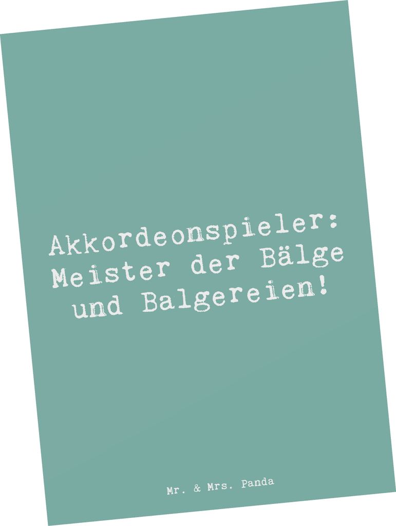 Mr. & Mrs. Panda Grußkarte Spruch Akkordeonmeister - Meeresbrise - Geschenk, emotional, Lernen, Musikinstrument, Akkordeon, Balg, Postkarte, Musik...