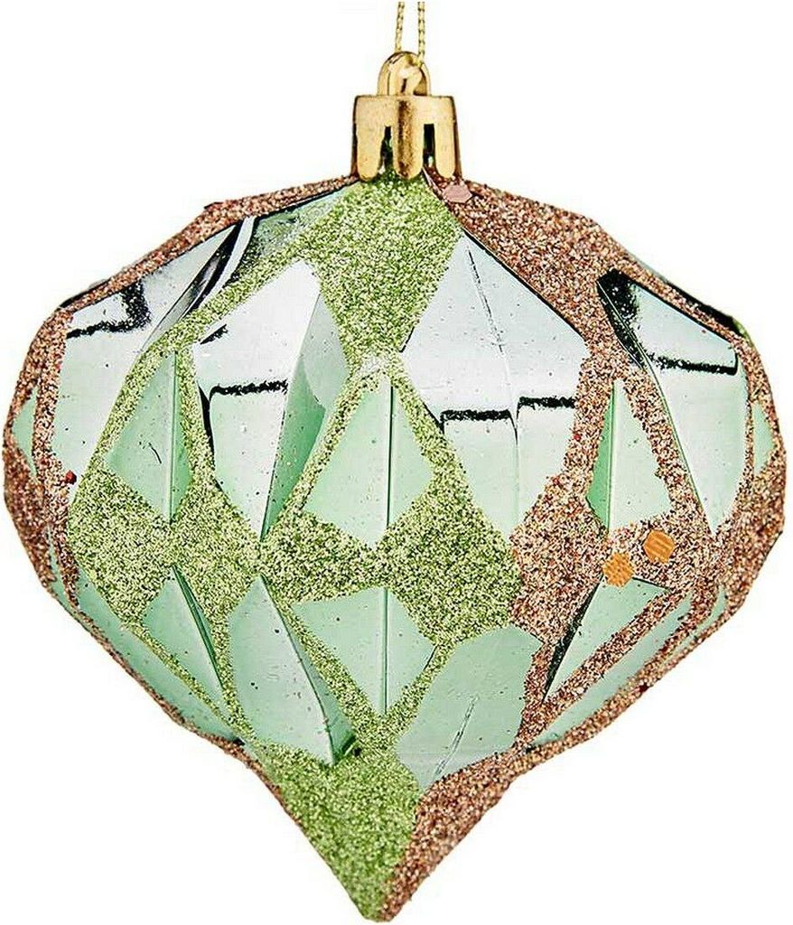 Weihnachtsbaumkugeln Krist+ grün Kunststoff Diamant Ø 8 cm 6 Stück