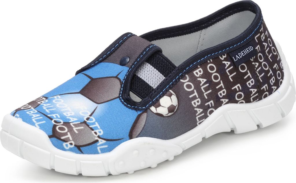 Ladeheid Jungen Hausschuhe mit Einlegesohlen LAVI0011 (Football Blau, 26 EU)