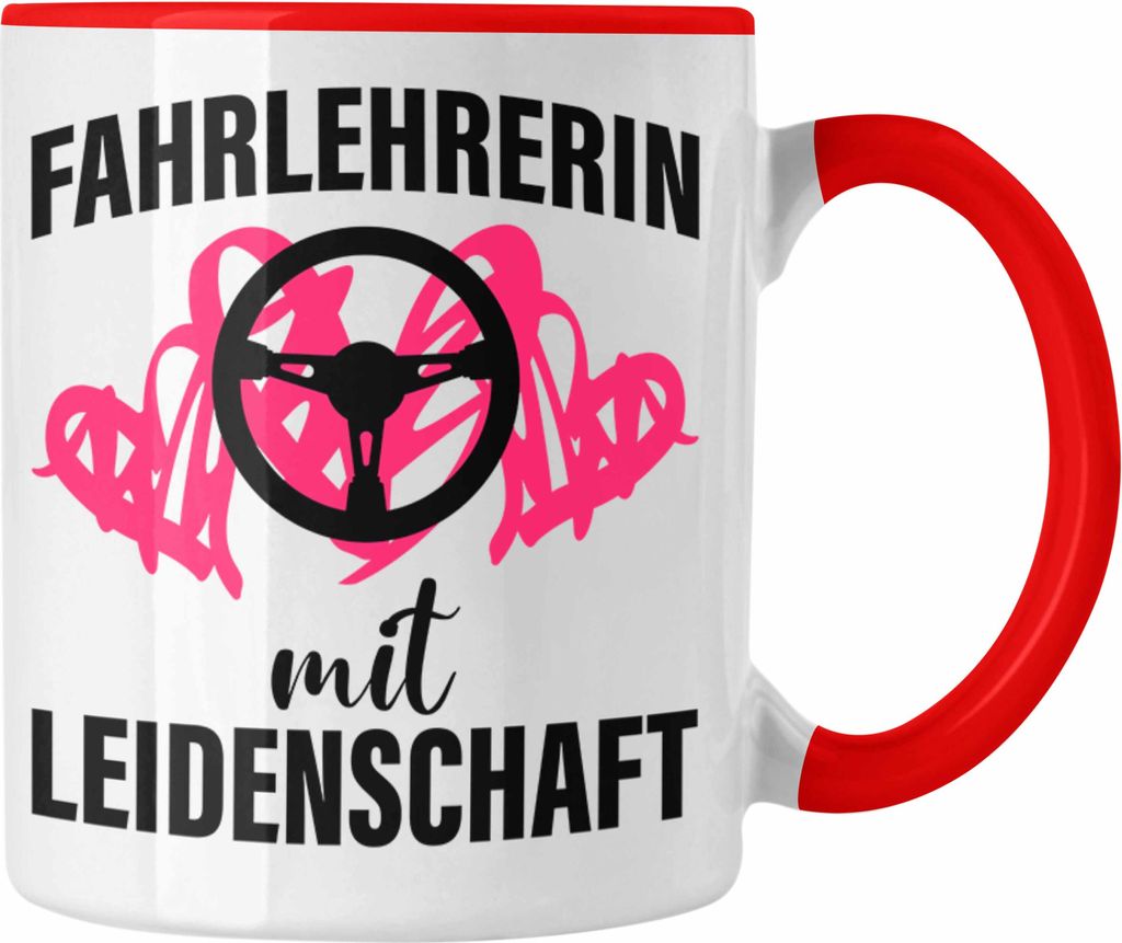Trendation - Fahrlehrerin Geschenk Tasse Geschenkidee für Fahrlehrerinnen Dank Dankeschön Kaffeetasse (Rot)