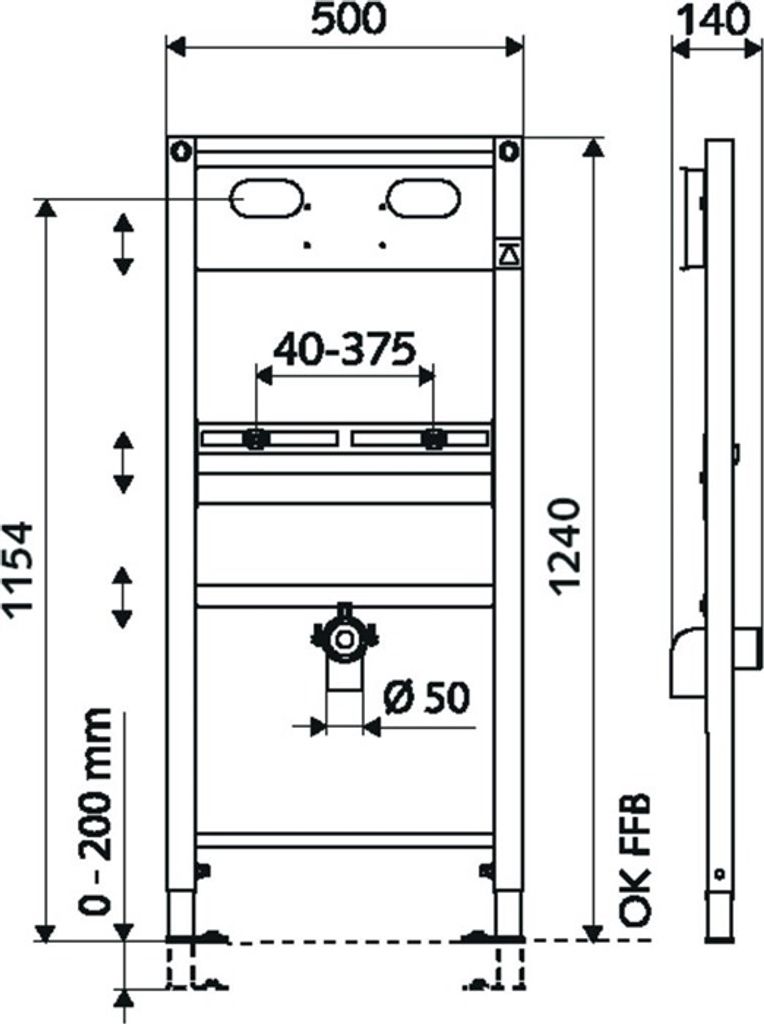 Schell Waschtisch-Montagemodul MONTUS 1240mm, für Waschtische mit Wandauslauf