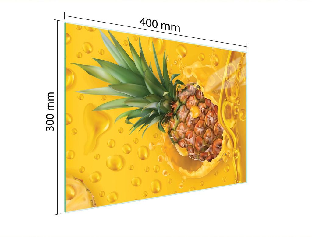 Schneidebrett Herdabdeckplatte Multiglasschneidplatte 40x30 cm Ananas Gelb