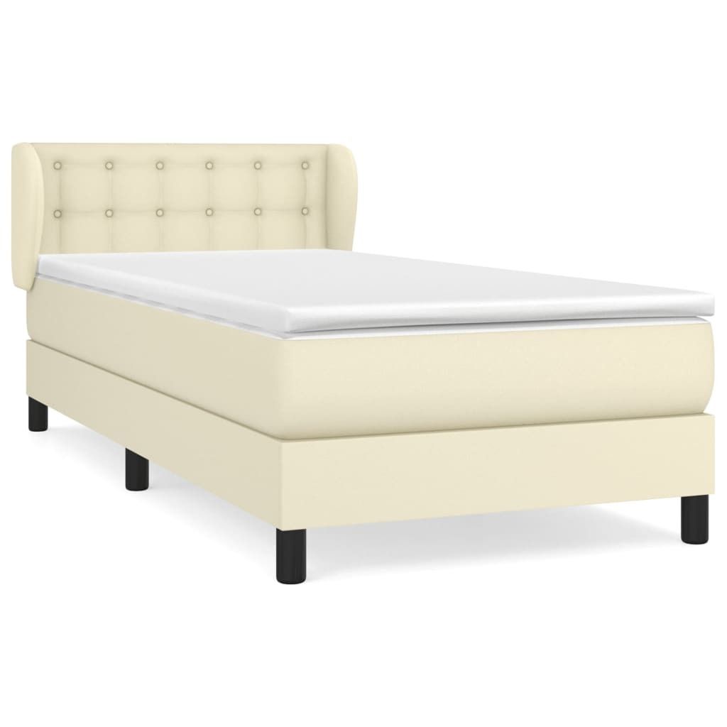 Boxspringbett mit Matratze Creme 90x200 cm Kunstleder