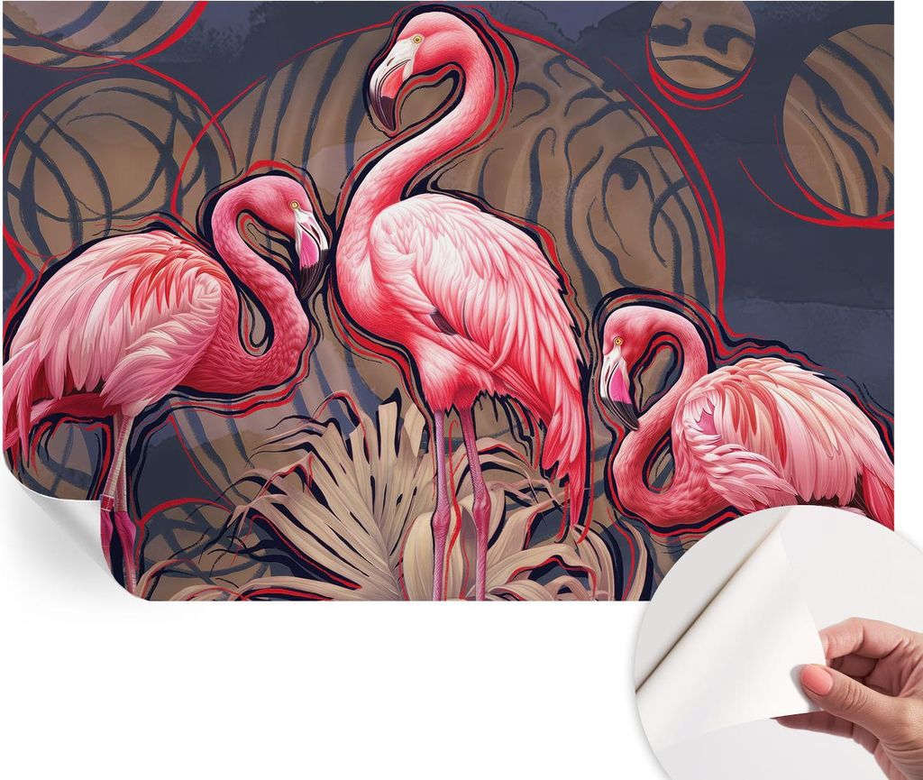 Selbstklebende Wandtapete - Dekorative Tapete für Wohnzimmer - Klebefolie für Wandbilder - Tapetenfolie für Wanddekoration - 104x70 cm - Rosa Fl...