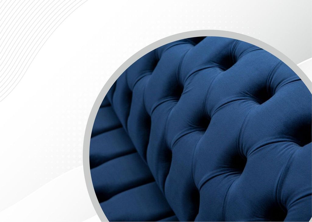 Design Sofa 4 Sitzer Couch Textil Polster Blau Klassische Sofas Chesterfield Neu