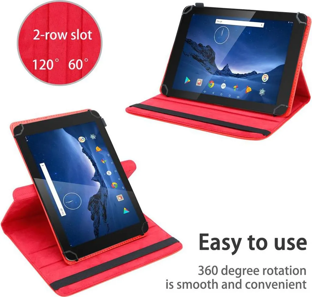 Custodia Protettiva Cadorabo per Dragon Touch V10 - 360° Rosso - 2