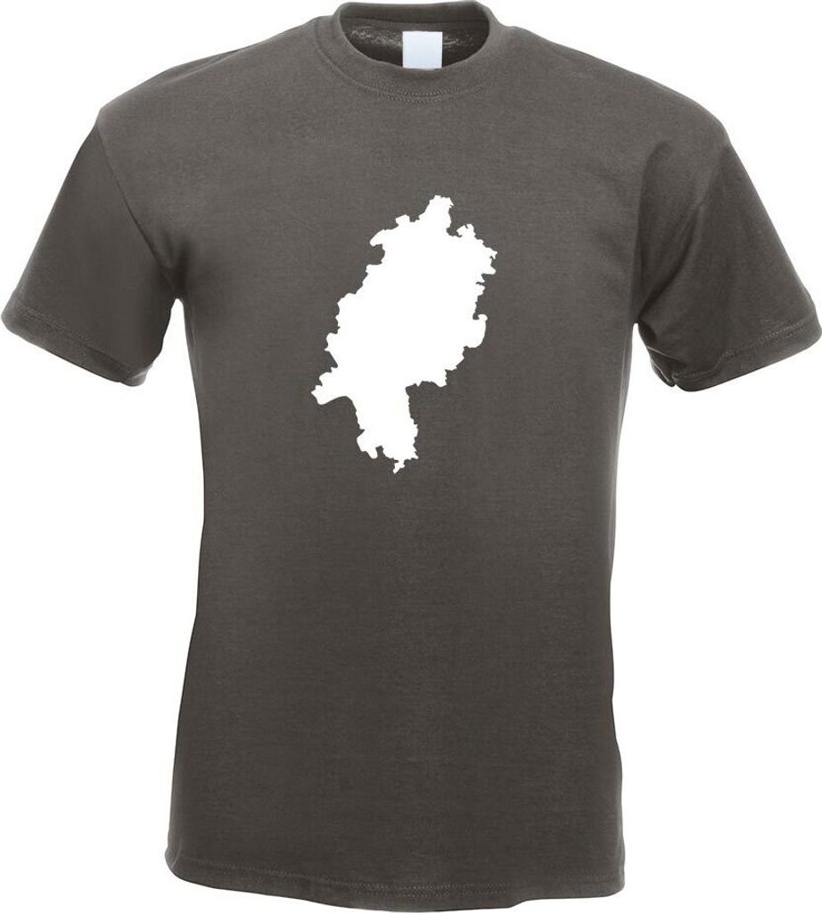 Kiwistar - T-Shirt - Graphit - Hessen Deutschland Silhouette Motiv Bedruckt Funshirt Design Print - mit Motiv Bedruckt - Funshirt Design - Sport - ...