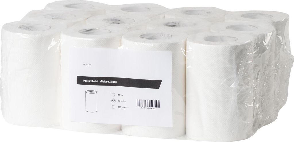 Putzrolle mini | Zellstoff | 1-lagig | 19 cm | 24 Putztuchrollen | weiß