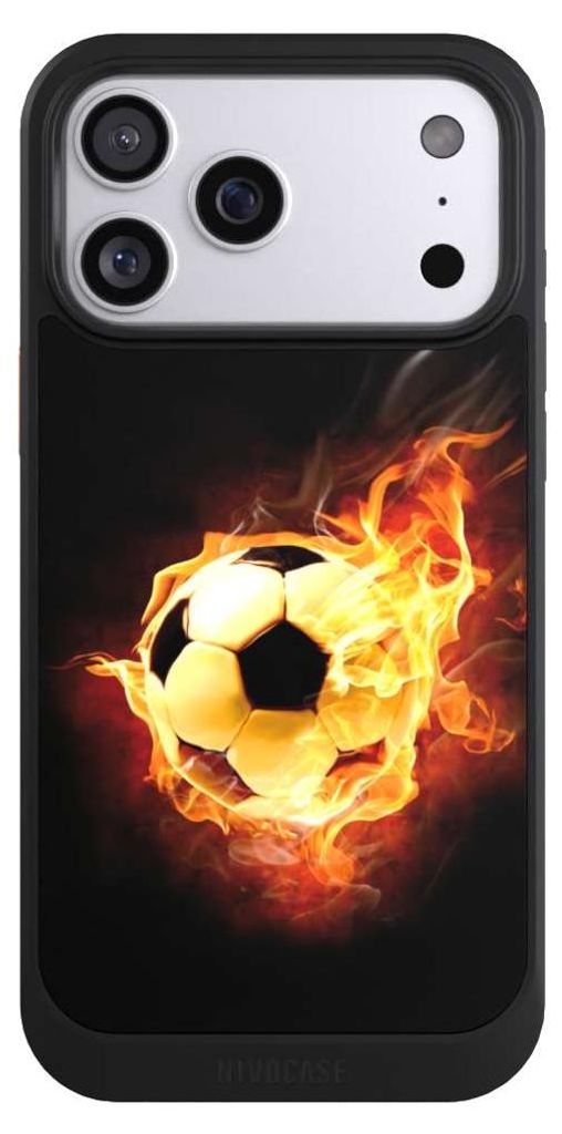 NIVOCASE Hülle für Apple iPhone 17 Pro Max Handyhülle NIVOcore Case Schwarz Ball Feuer Fußball