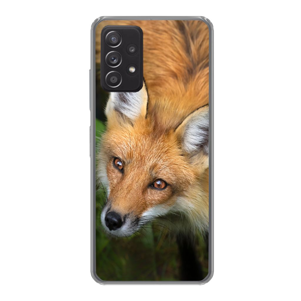 MuchoWow Handyhülle Schutzhülle Hülle für Samsung galaxy a73 Fuchs - Grün - Orange Silikon Softcase Handy Hülle - Handyhülle