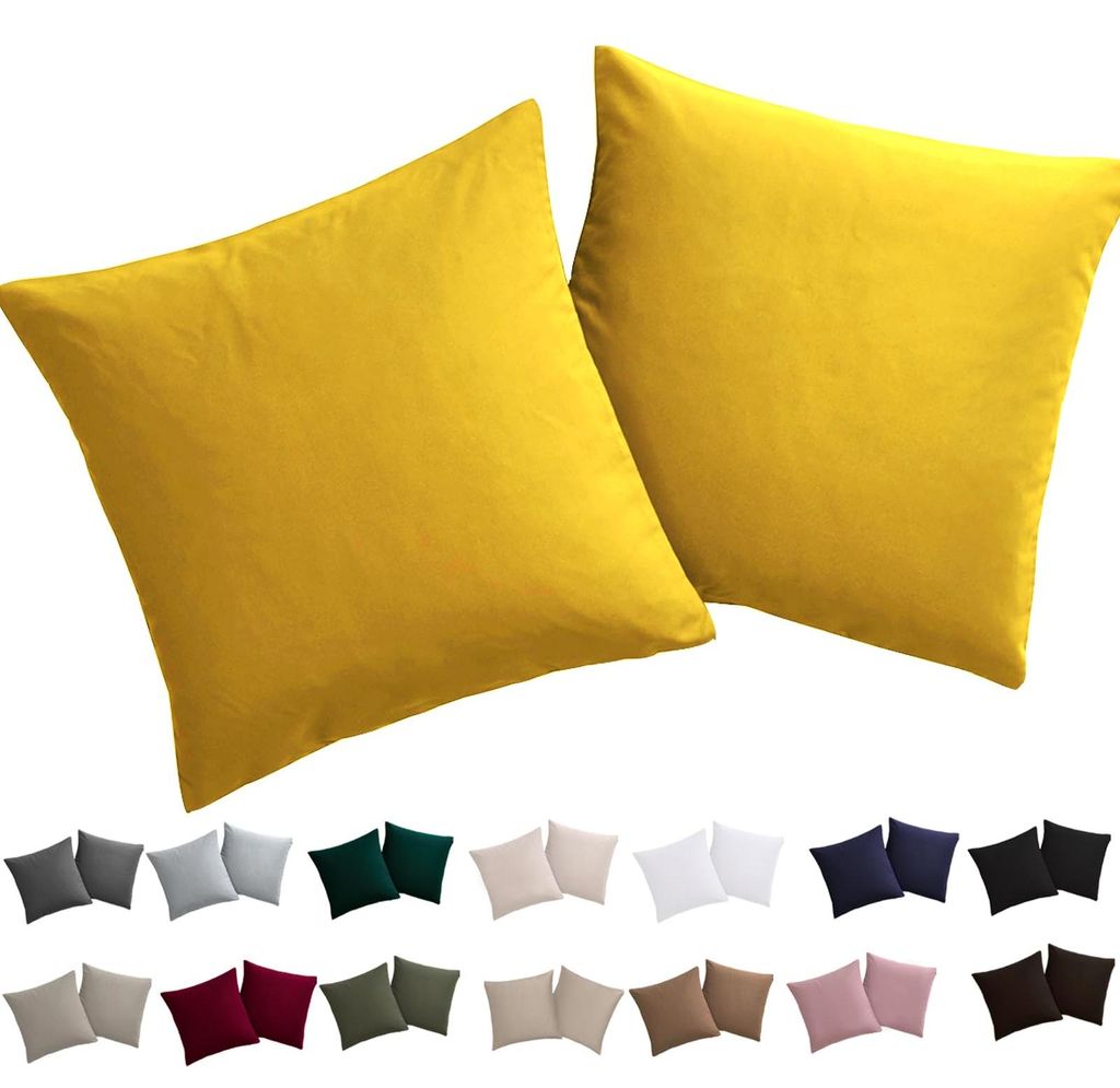Kissenbezug 40 x 40 cm, 2 Stück – Gelber Kissenbezug für Kissen der Größe 40 x 40 cm, 100 % Mikrofaser, strapazierfähig und hypoallergen. Ki...