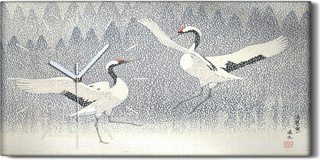 Dekor Leinwand Uhr Wandbilder 60x30 Wand Kunst Bild Tiere Japanische vögel - weiße Hände